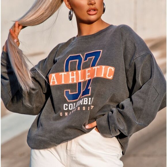 PLT CHARCOAL GRAY 97 ATHLETIC GRAPHIC SWEATSHIRT M NEW - Picture 1 of 7